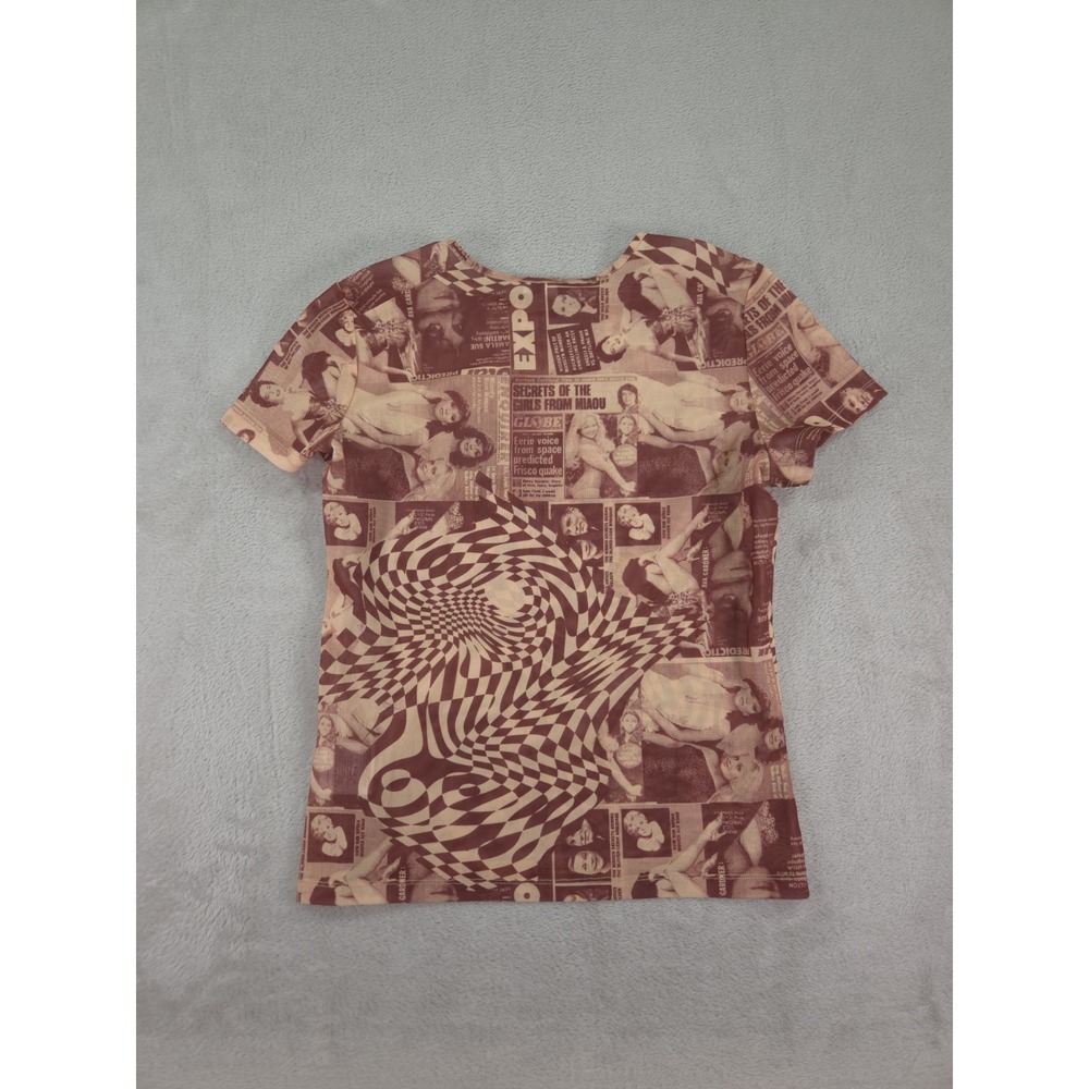 Miaou Mini Mesh Tee in Wanted Vintage Red Shirt Size Small - Picture 4 of 10